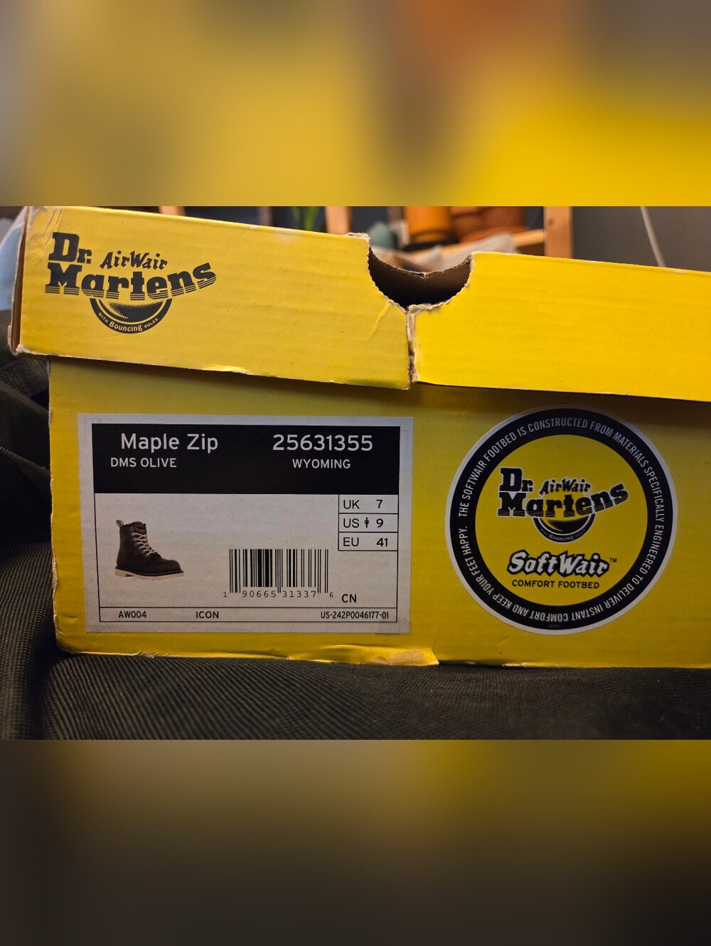 Dr. Martens Olive Lace-Up Side-Zip Ankle Boots with Cream Sole - Picture 3 of 6